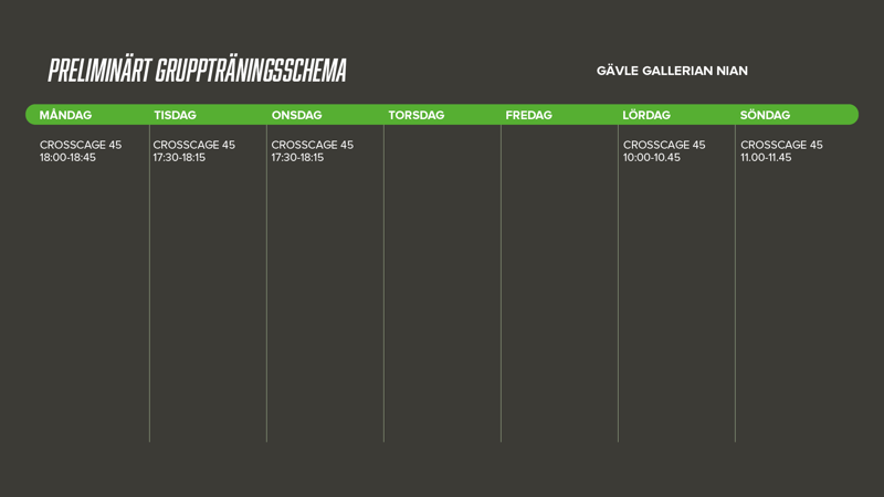 Nyoppning Preliminart Schema Gallerian Nian